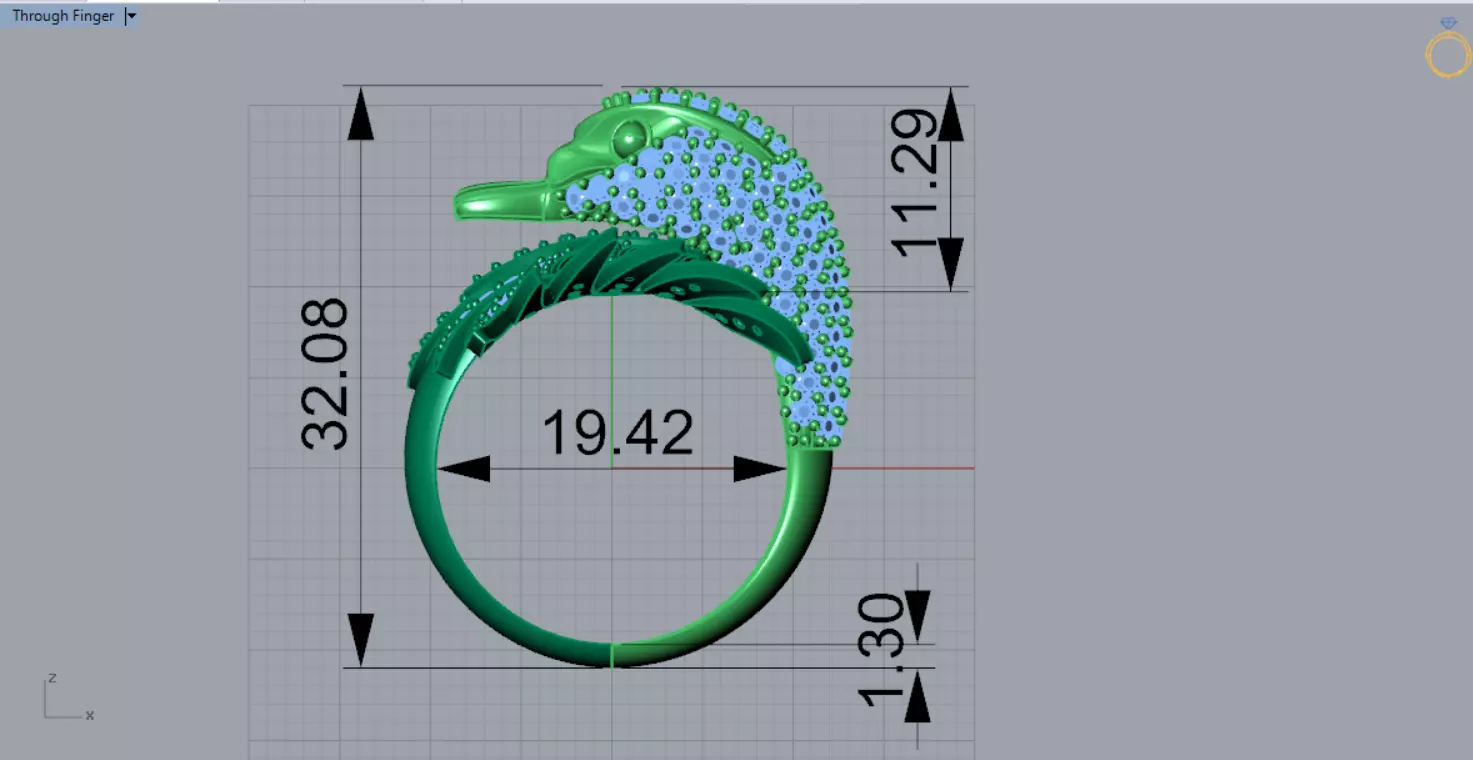 Yellow Gold Swan Head STL 3D Ring with Diamonds Model jr00194 3D print model_13