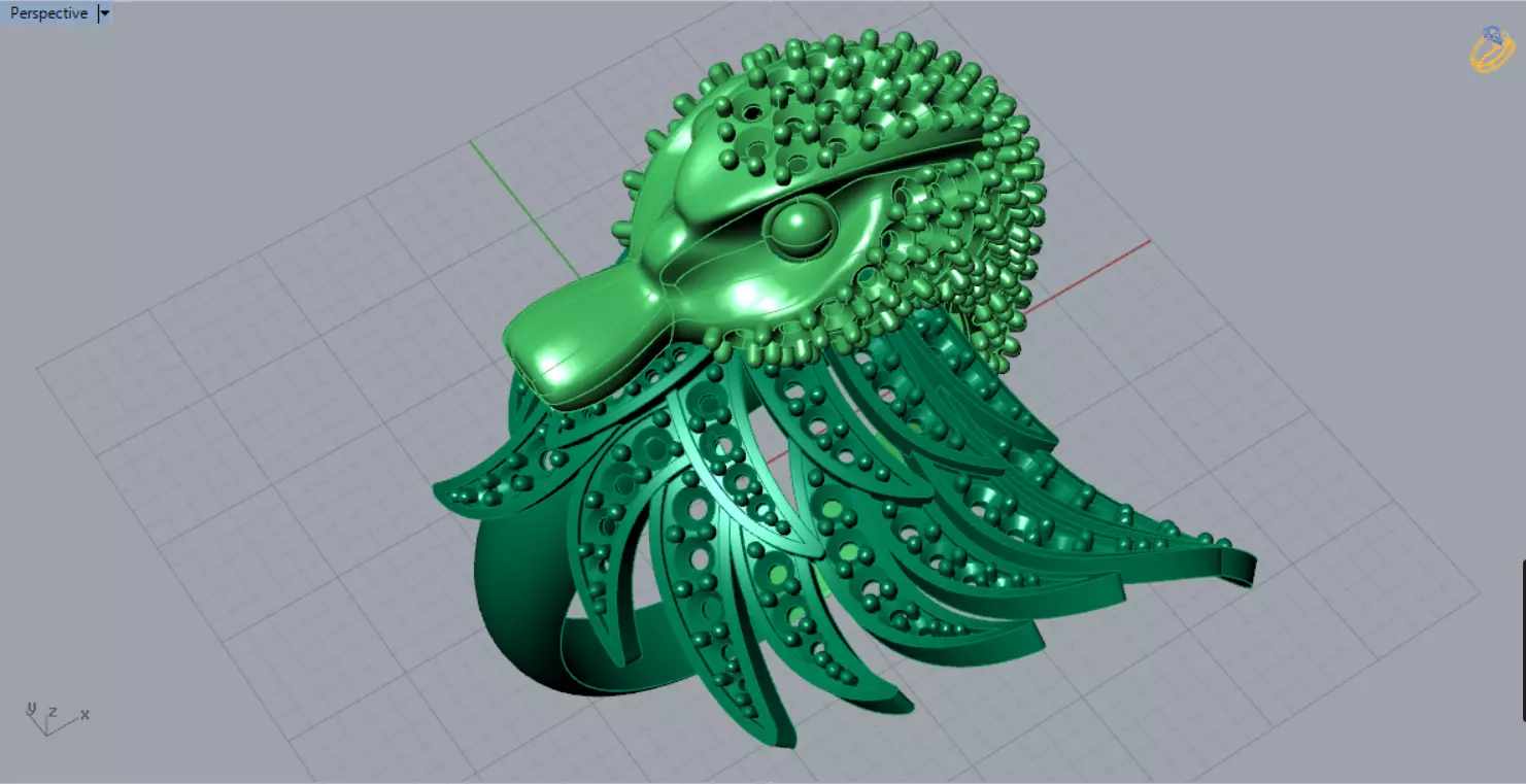 Yellow Gold Swan Head STL 3D Ring with Diamonds Model jr00194 3D print model_6