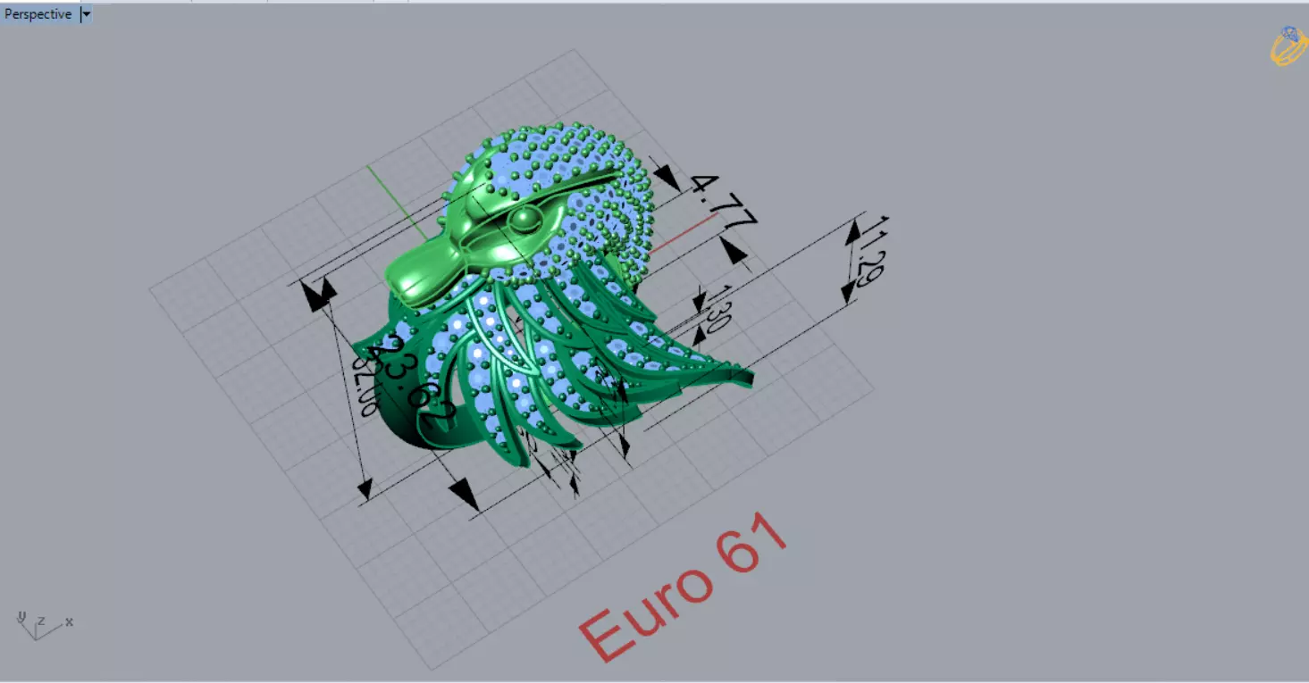 Yellow Gold Swan Head STL 3D Ring with Diamonds Model jr00194 3D print model_11