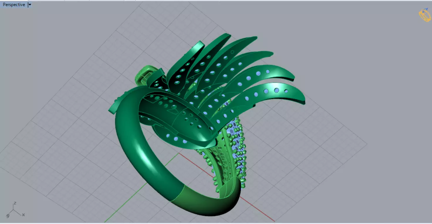 Yellow Gold Swan Head STL 3D Ring with Diamonds Model jr00194 3D print model_9