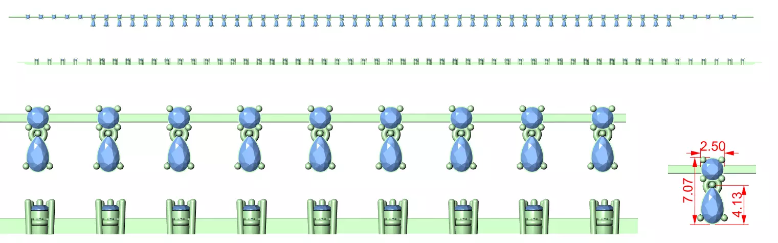 Diamond Necklace 3dm stl renders animation videos details 3D print model_12