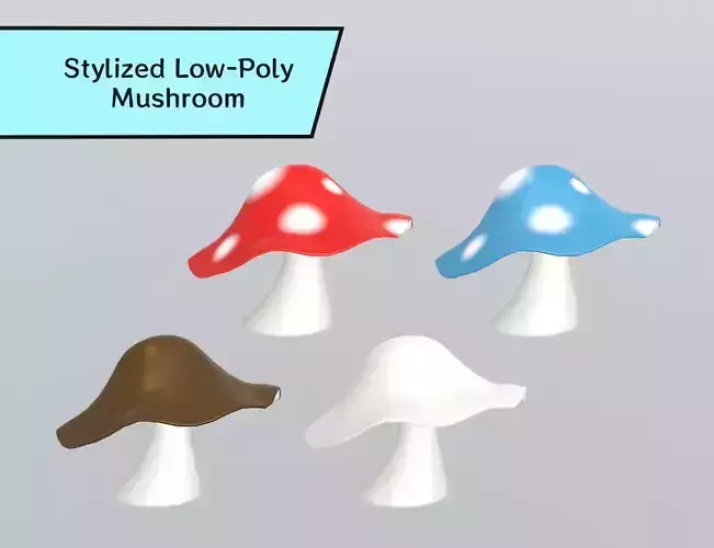 Stylized Low-Poly Mushroom Low-poly 3D model