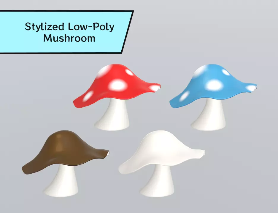Stylized Low-Poly Mushroom Low-poly 3D model_0