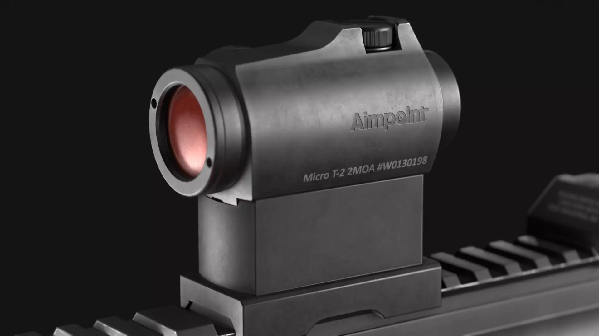 Aimpoint Micro T2 Reddot Optic with LaRue Mount - Game Asset Low-poly 3D model_5