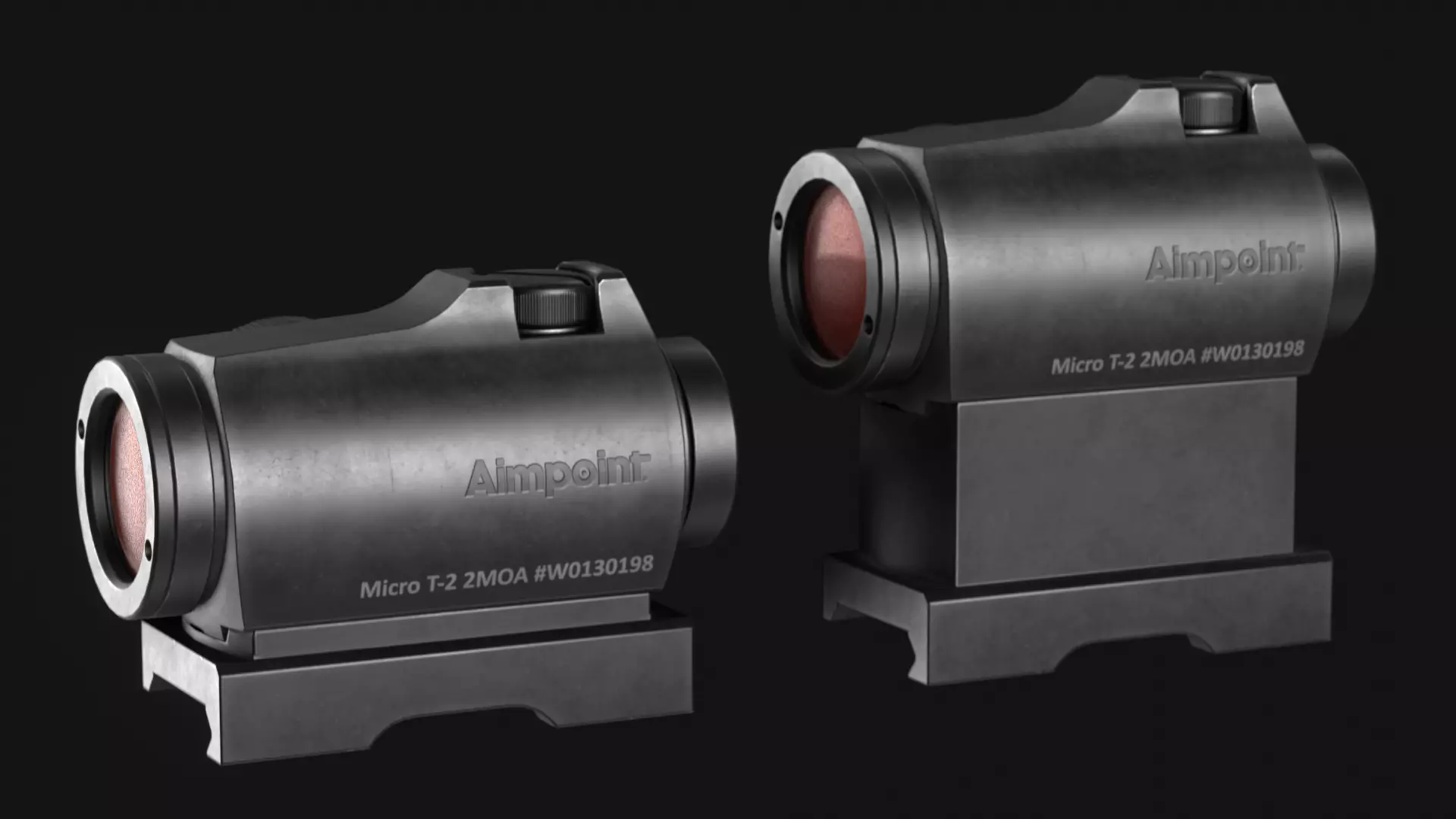 Aimpoint Micro T2 Reddot Optic with LaRue Mount - Game Asset Low-poly 3D model_0