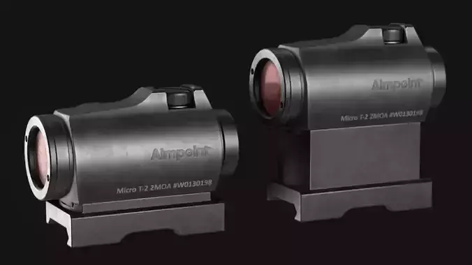 Aimpoint Micro T2 Reddot Optic with LaRue Mount - Game Asset Low-poly 3D model