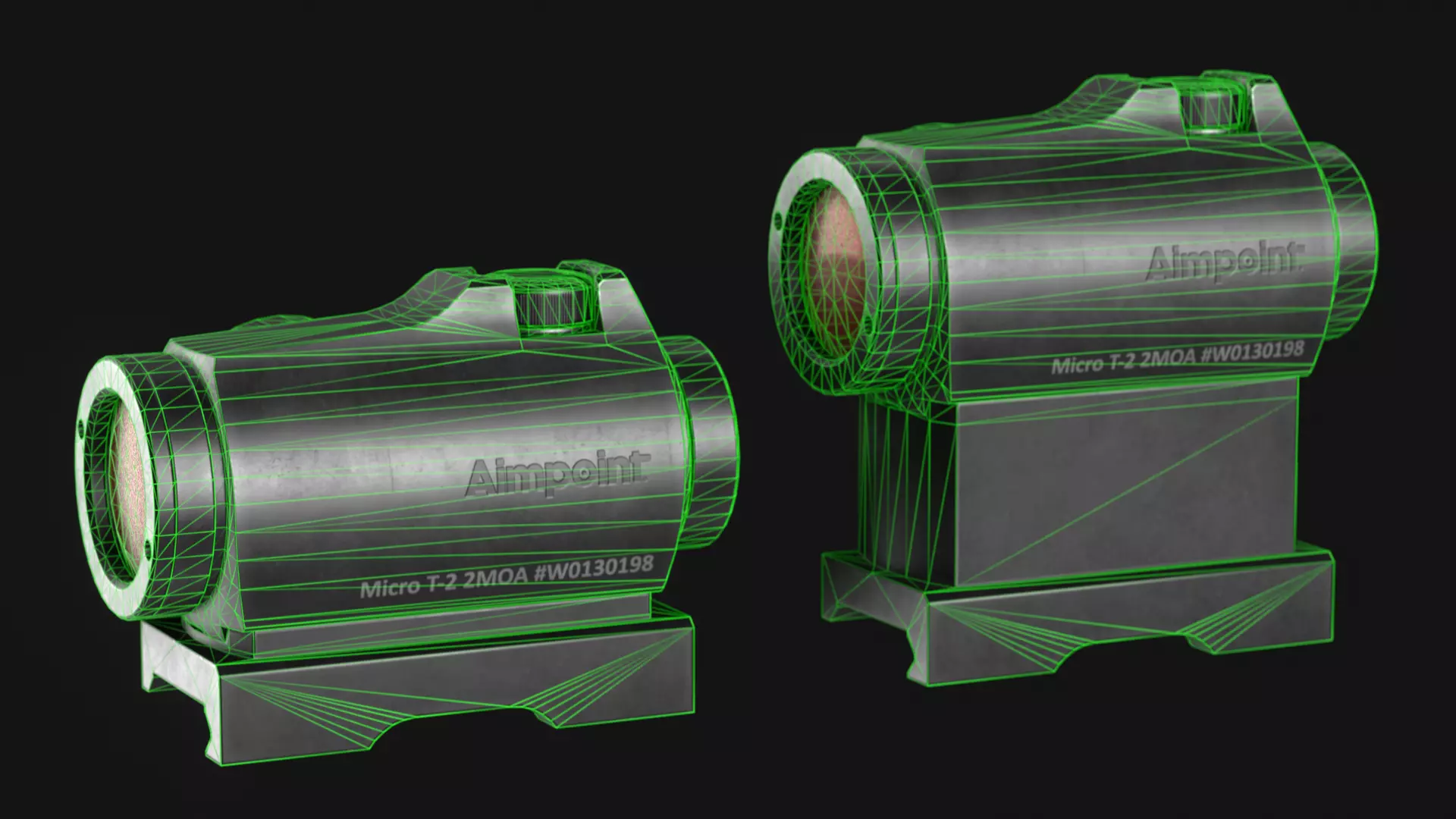 Aimpoint Micro T2 Reddot Optic with LaRue Mount - Game Asset Low-poly 3D model_2