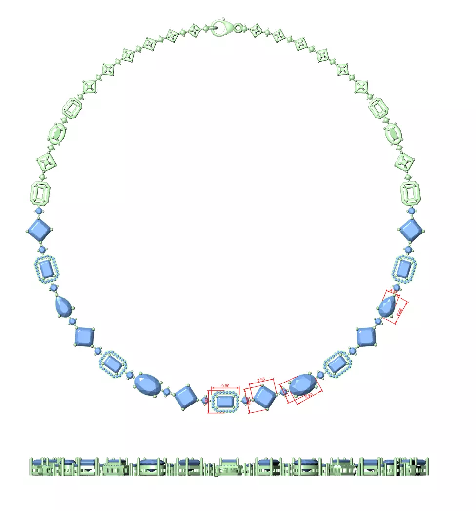 Diamond Necklace 3dm stl renders animation videos details  3D print model_12