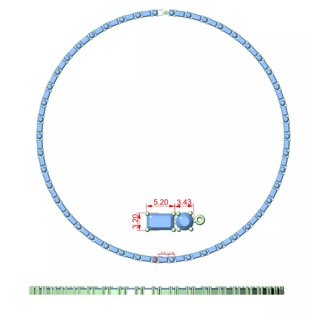 Diamond Necklace 3dm stl renders animation videos details  3D print model_12