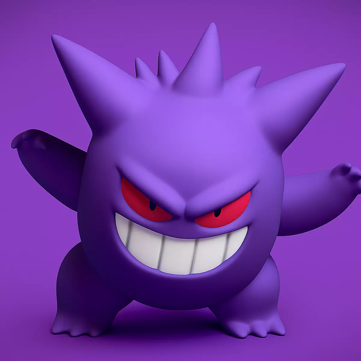 Purple spiky ghost-like creature 3D print model_0