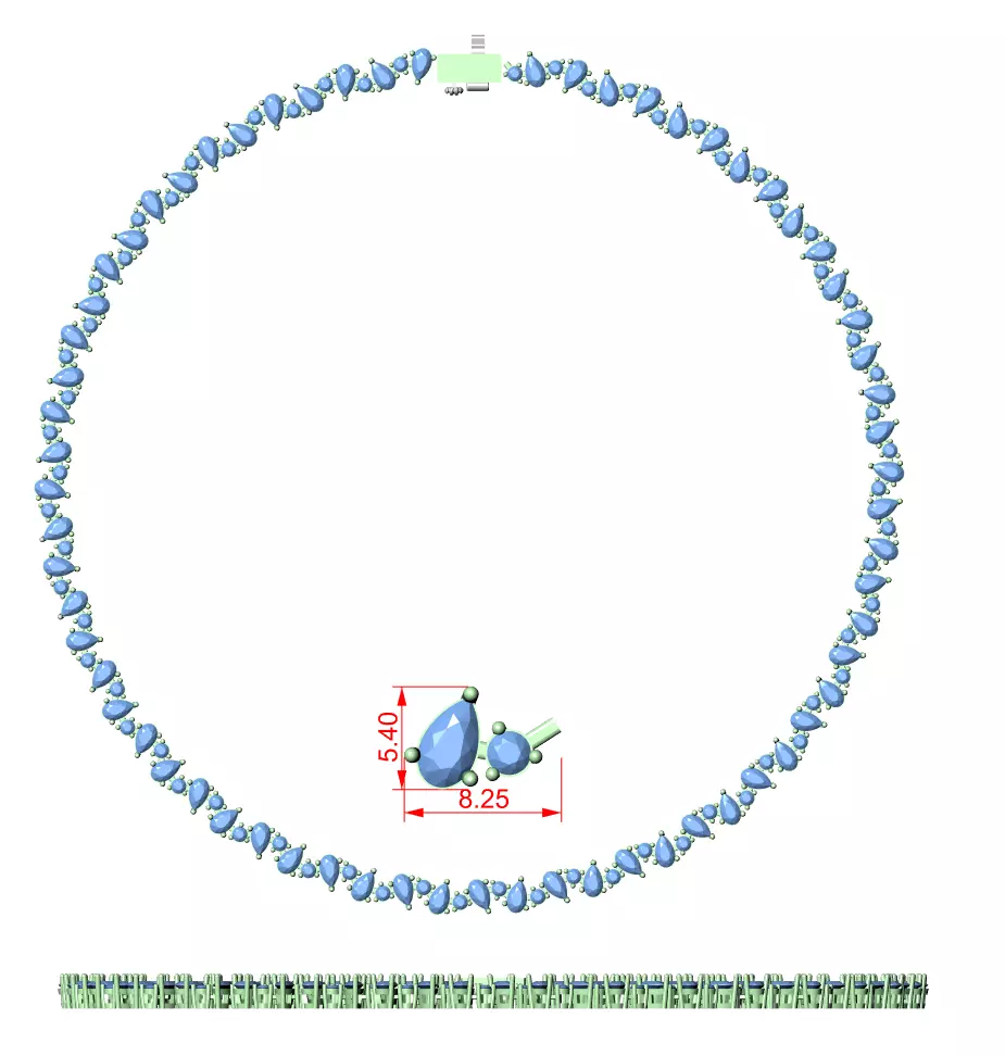 Diamond Necklace 3dm stl renders animation videos details  3D print model_12