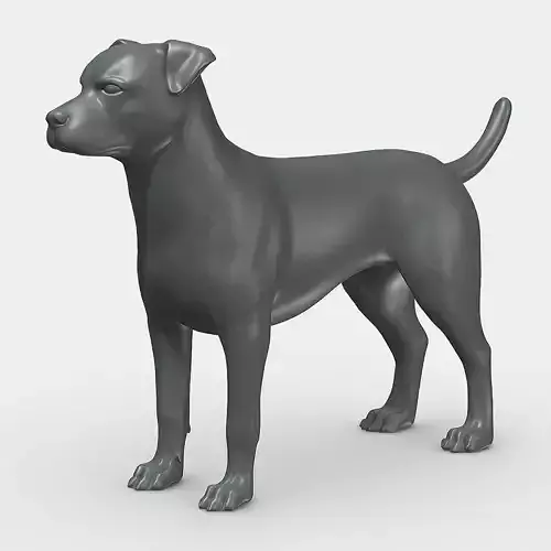A standing dog statue