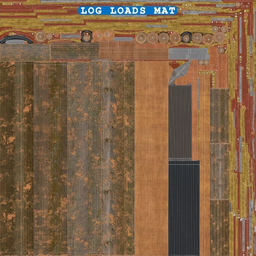 Logging Trailer Black with 6 Loads single Mat All PBR Textures Low-poly 3D model_71