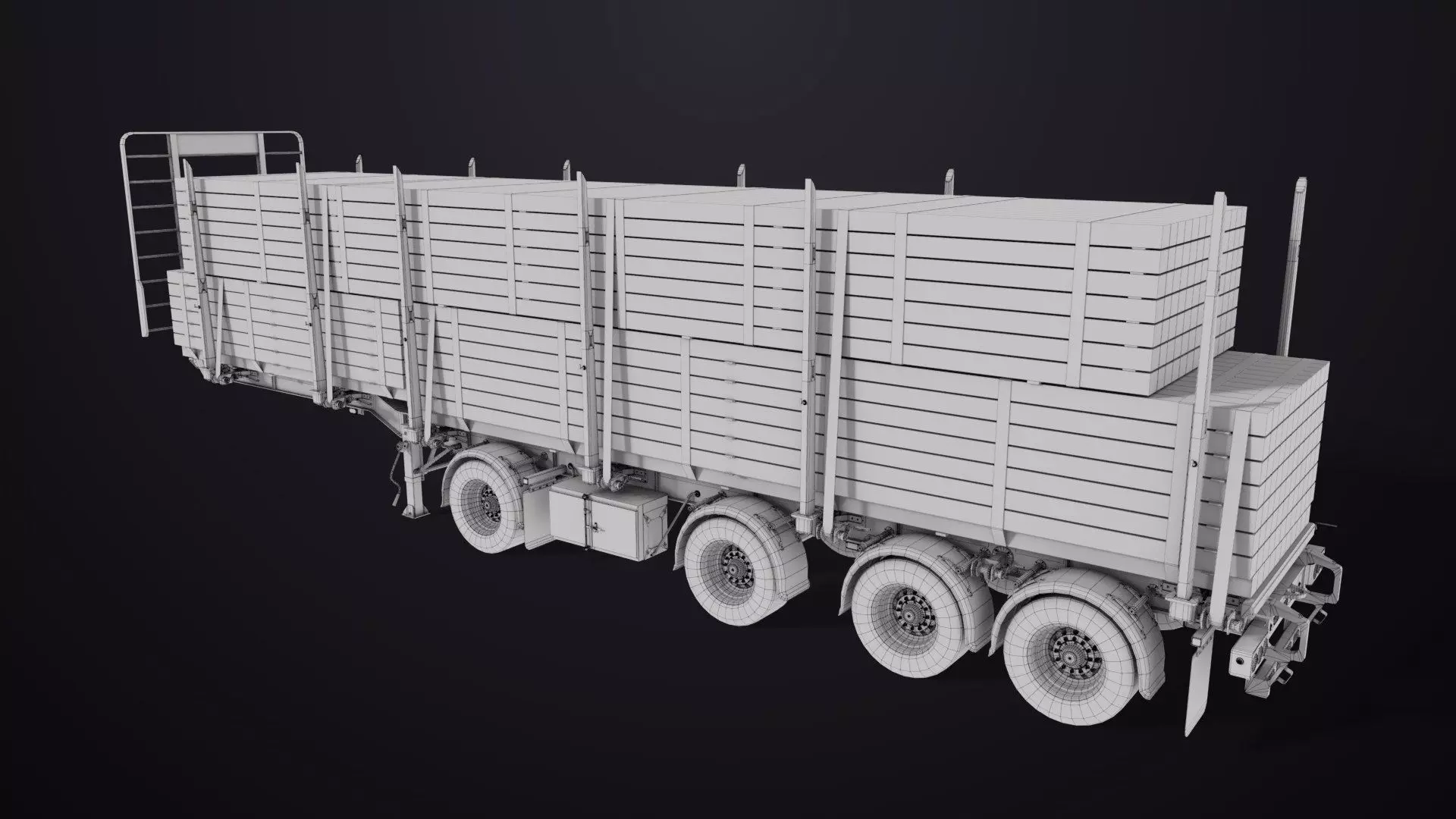 Logging Trailer Black with 6 Loads single Mat All PBR Textures Low-poly 3D model_59