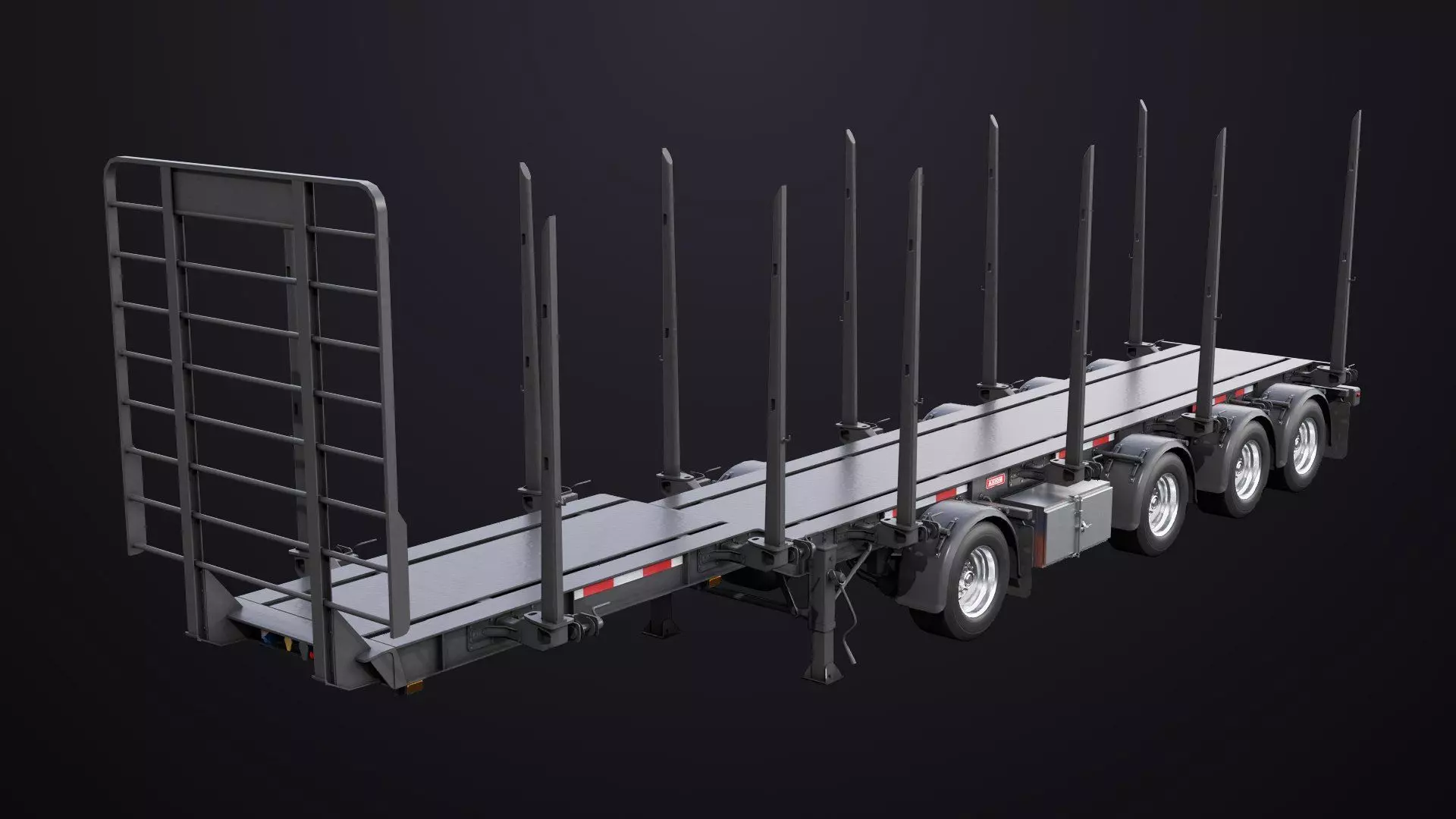Logging Trailer Black with 6 Loads single Mat All PBR Textures Low-poly 3D model_1