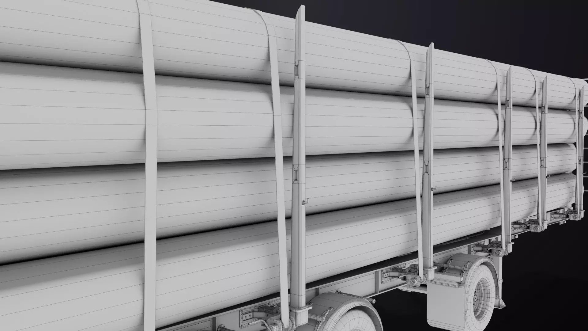 Logging Trailer Black with 6 Loads single Mat All PBR Textures Low-poly 3D model_70