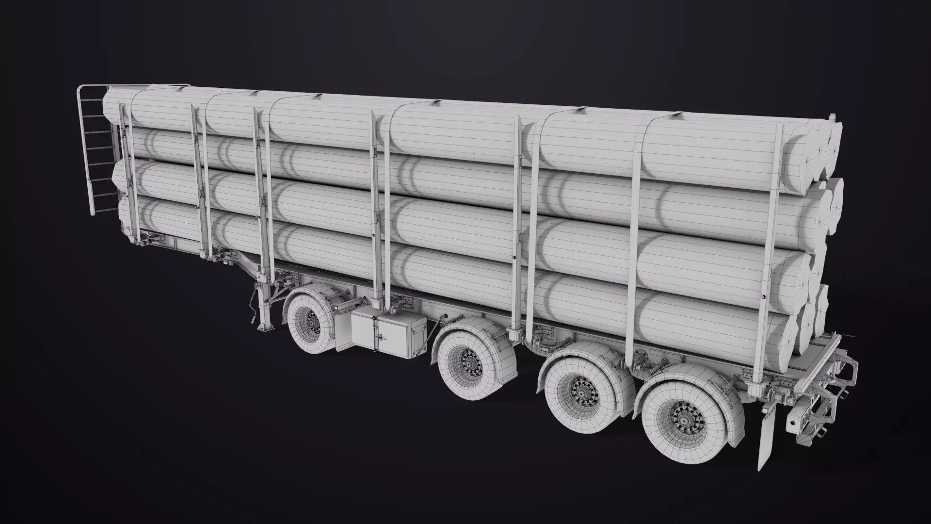 Logging Trailer Black with 6 Loads single Mat All PBR Textures Low-poly 3D model_51