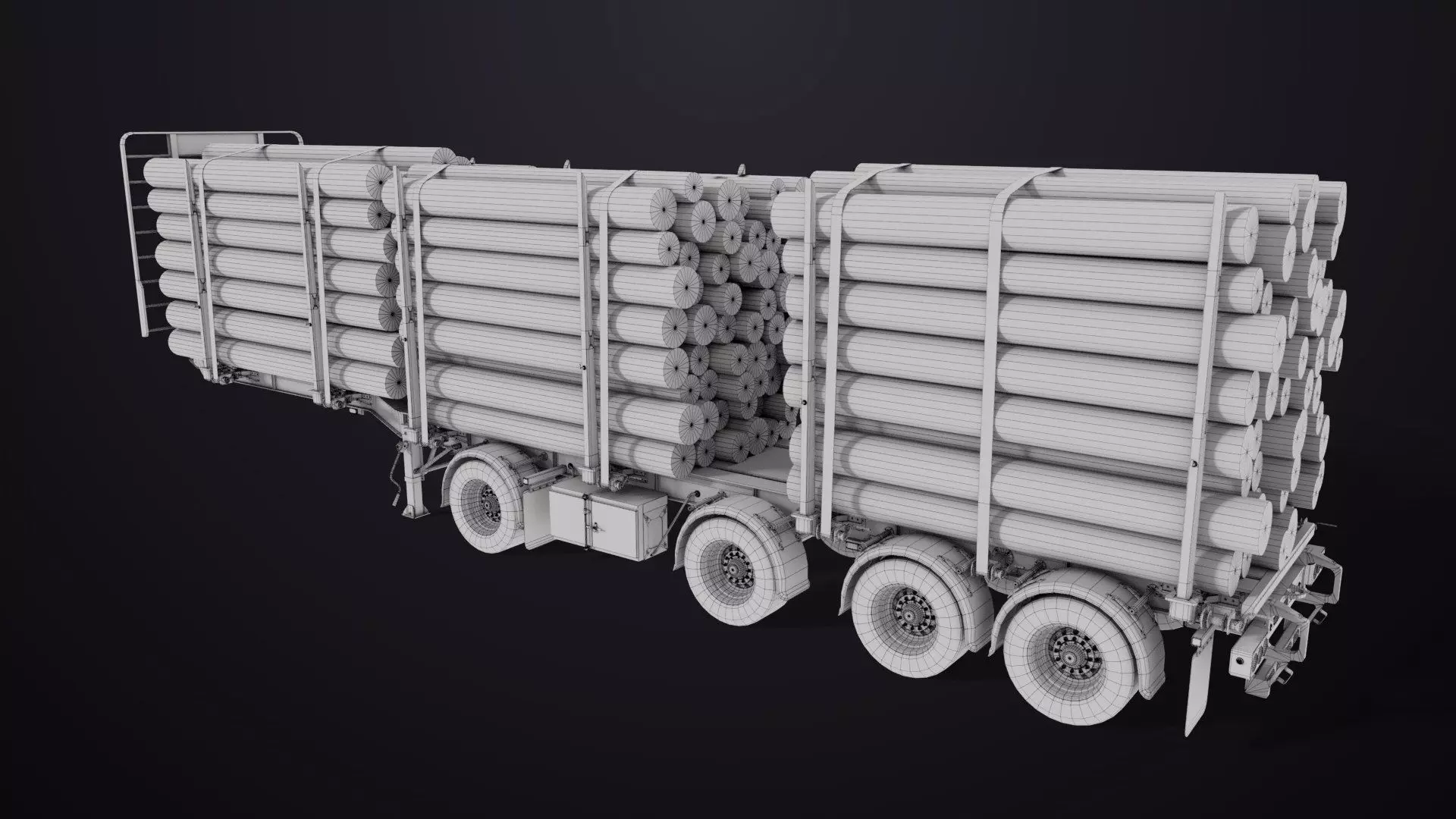 Logging Trailer Black with 6 Loads single Mat All PBR Textures Low-poly 3D model_58