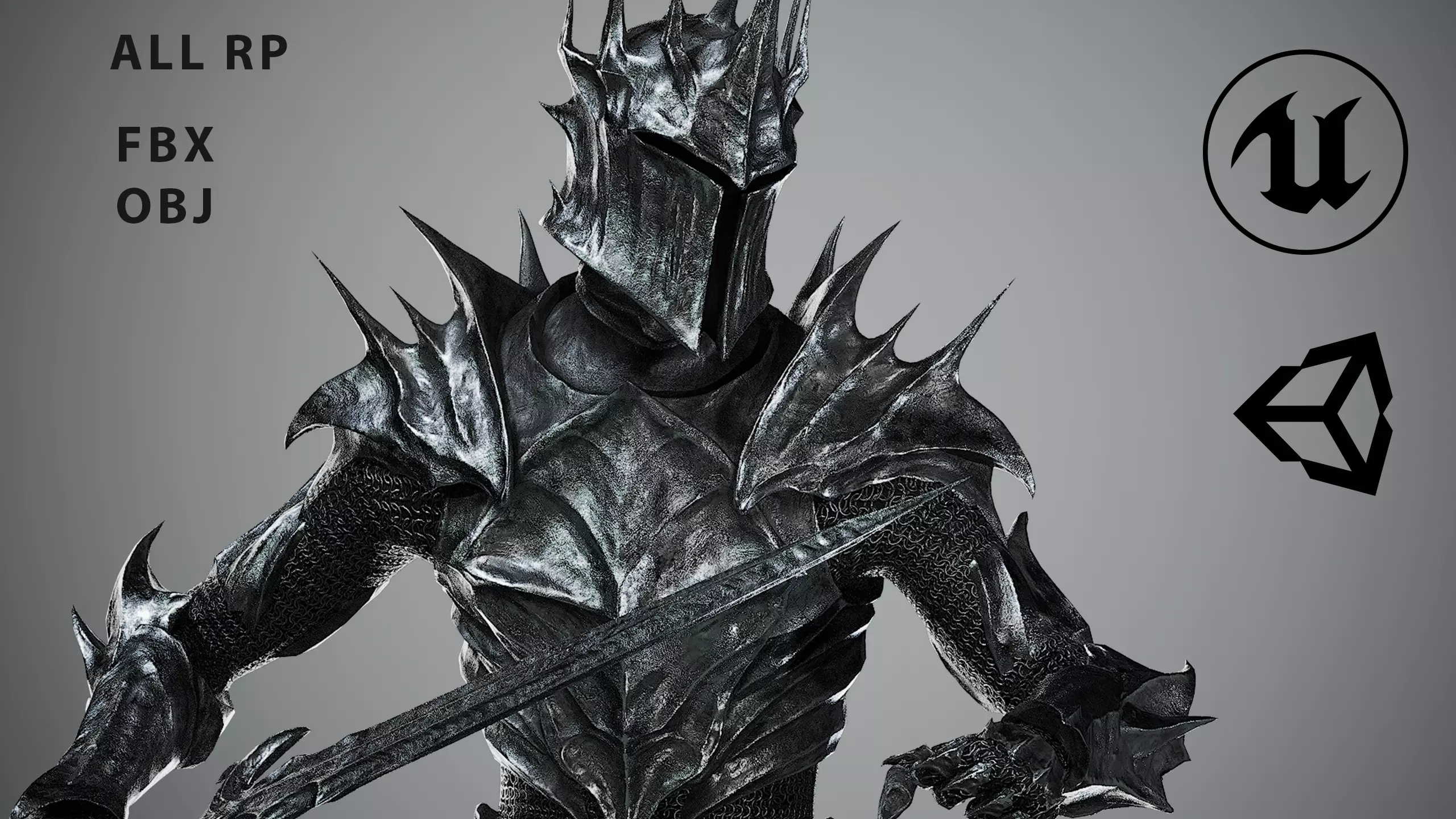 Dark Lord Armor Game Ready Low-poly 3D model_0