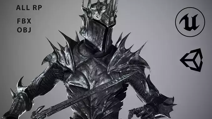 Dark Lord Armor Game Ready Low-poly 3D model