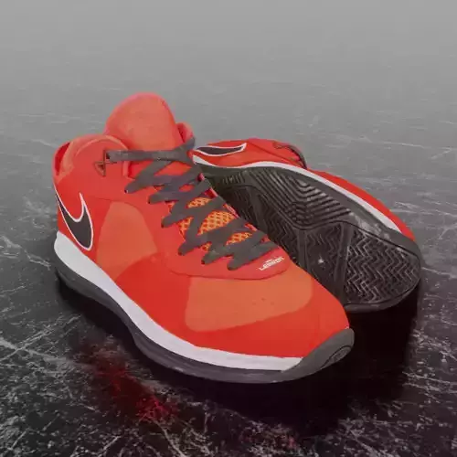 NIKE LEBRON 8 V2 SOLAR RED 3D SHOES