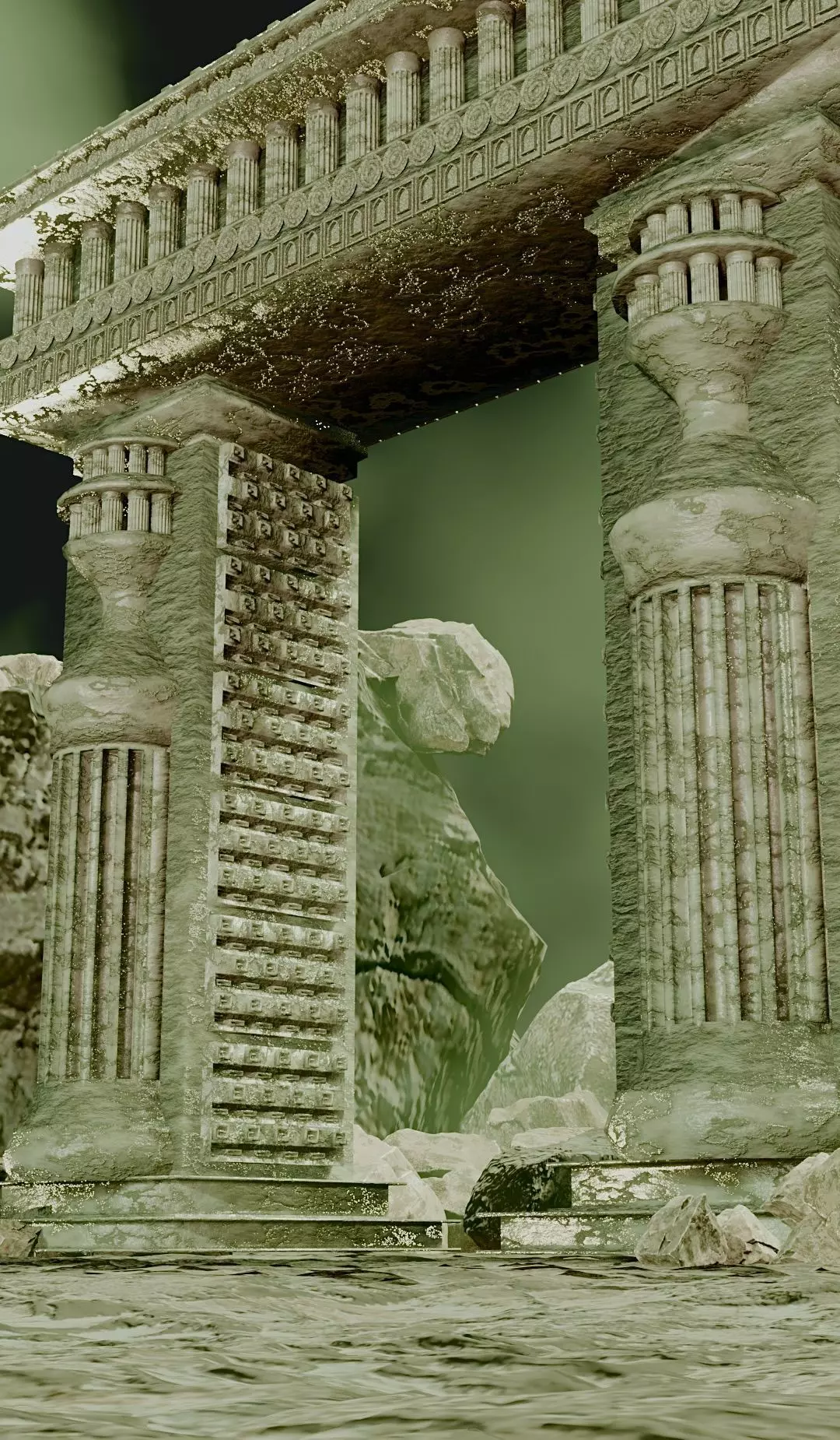 ancient ruins gateway 3D model - fantasy temple arch 3D model_3
