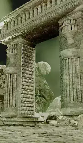ancient ruins gateway 3D model - fantasy temple arch