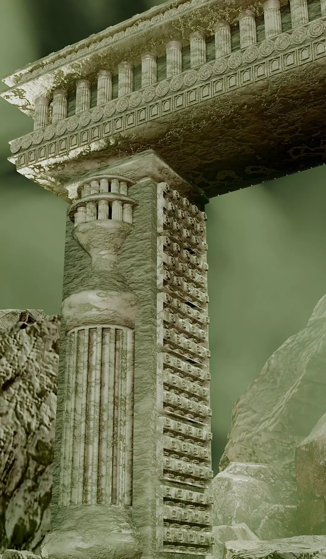 ancient ruins gateway 3D model - fantasy temple arch 3D model_8