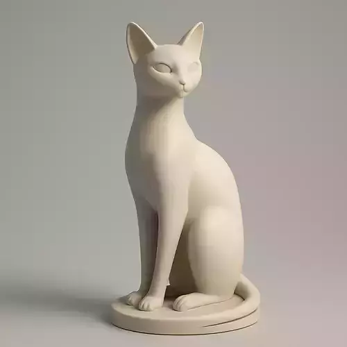 Elegant Cat Statue Modern Decor 3D Print STL