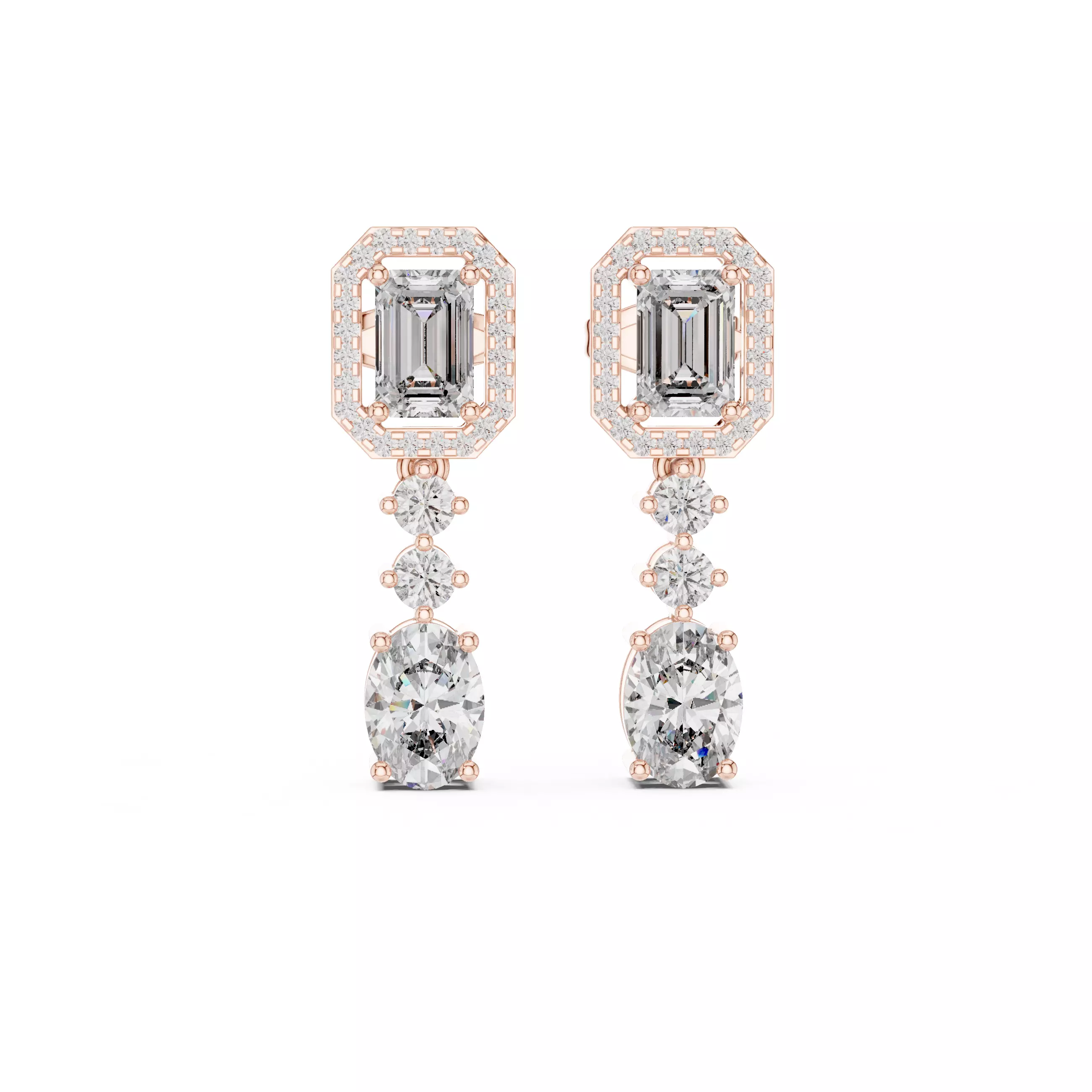 Diamond Drops Earrings 3dm stl renders 360 animation videos 3D print model_0