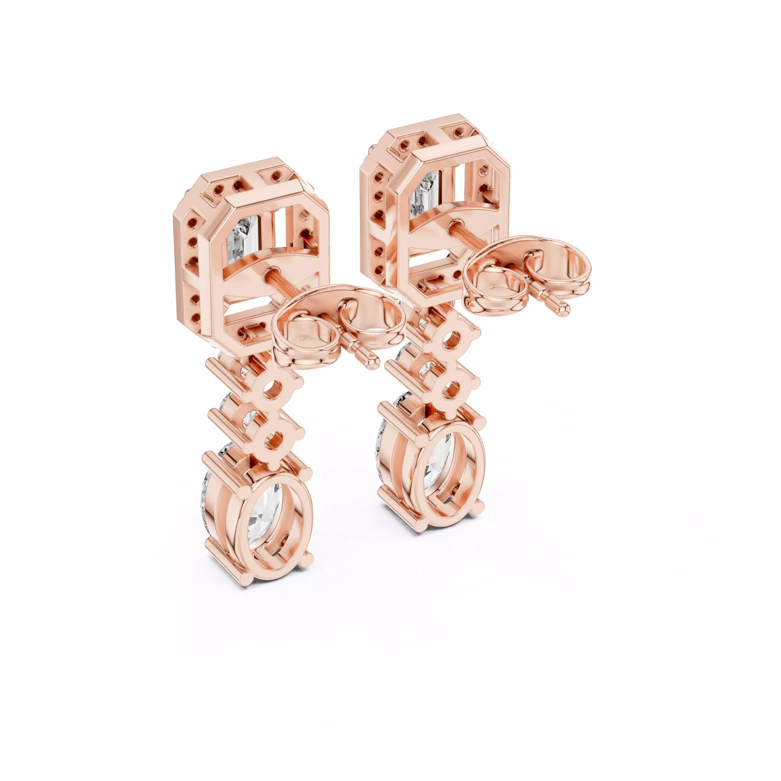 Diamond Drops Earrings 3dm stl renders 360 animation videos 3D print model_2