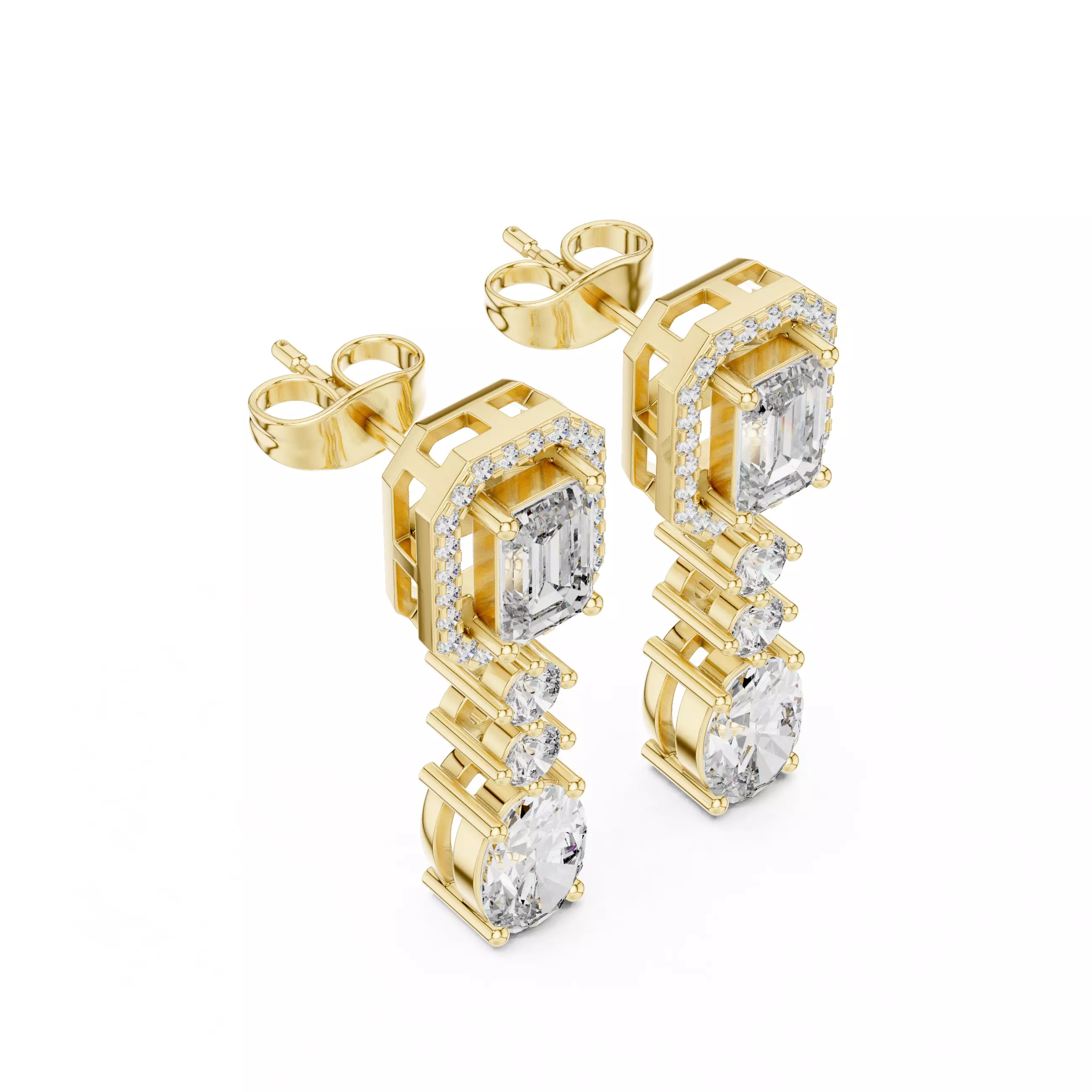 Diamond Drops Earrings 3dm stl renders 360 animation videos 3D print model_6