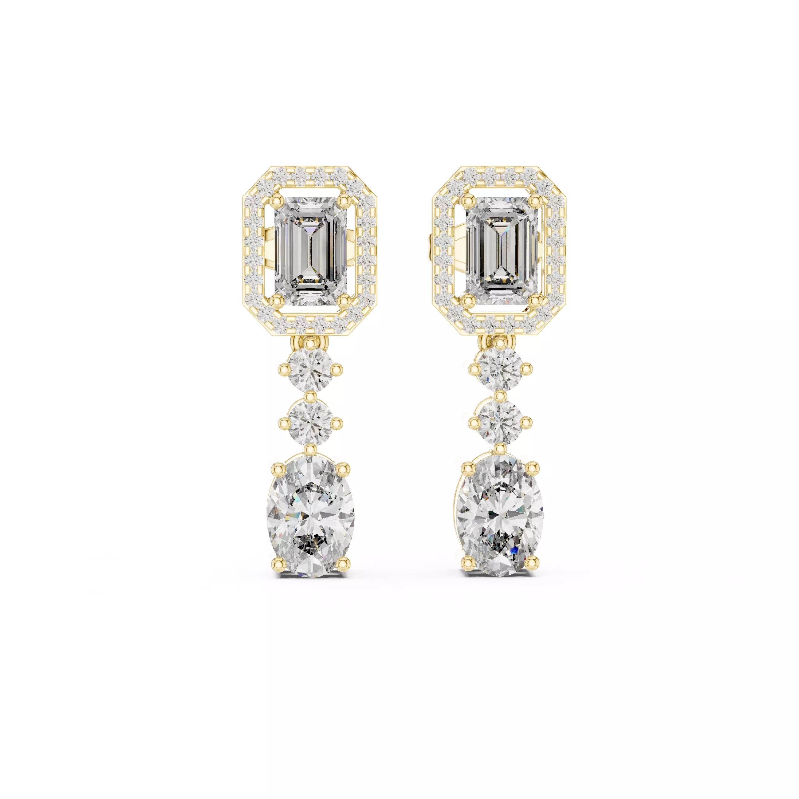 Diamond Drops Earrings 3dm stl renders 360 animation videos 3D print model_8