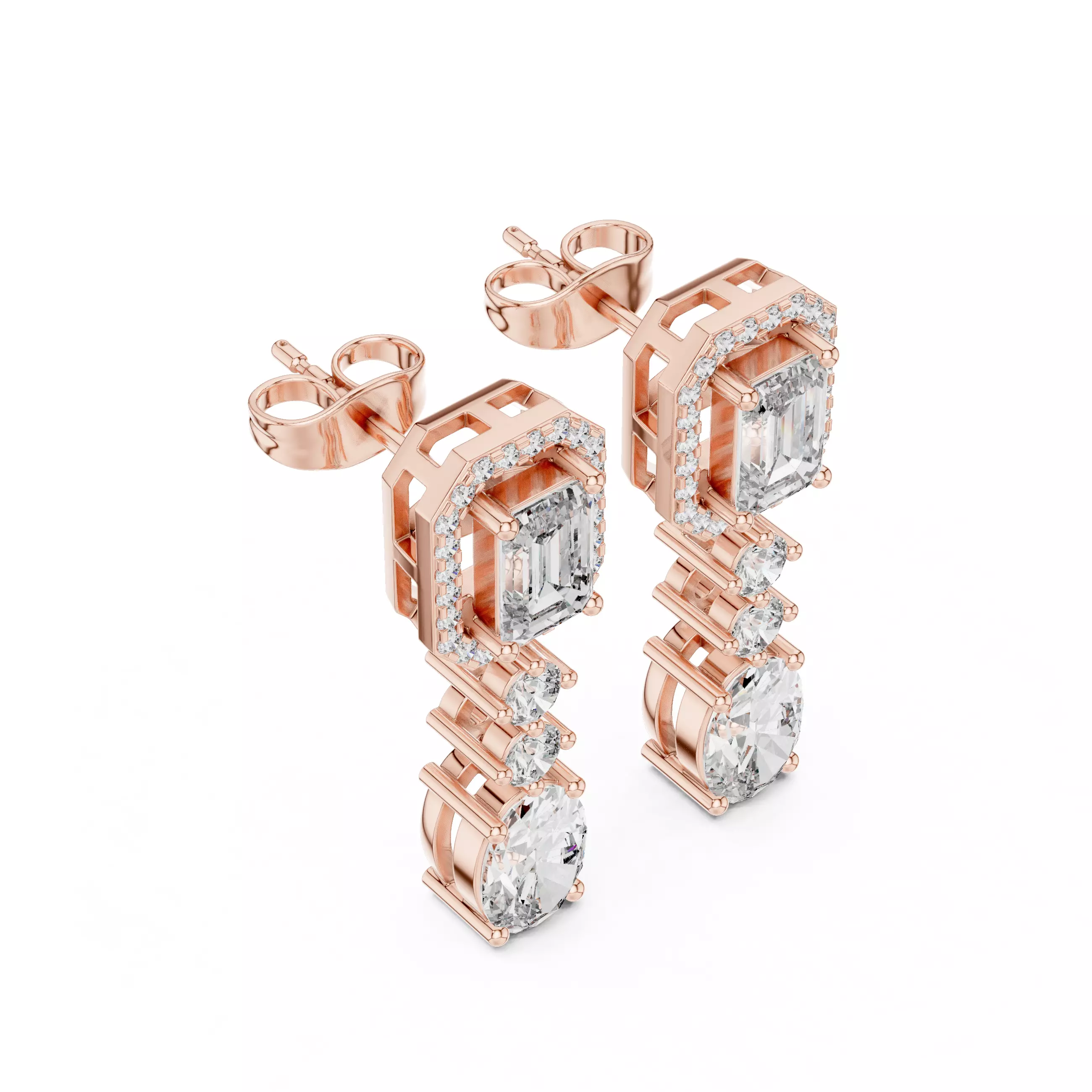 Diamond Drops Earrings 3dm stl renders 360 animation videos 3D print model_1