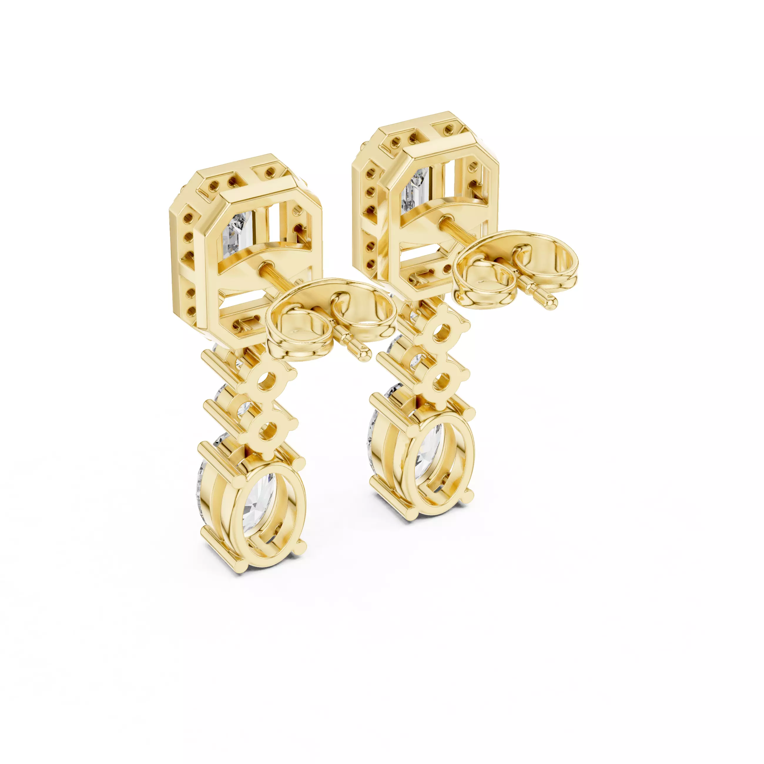 Diamond Drops Earrings 3dm stl renders 360 animation videos 3D print model_7