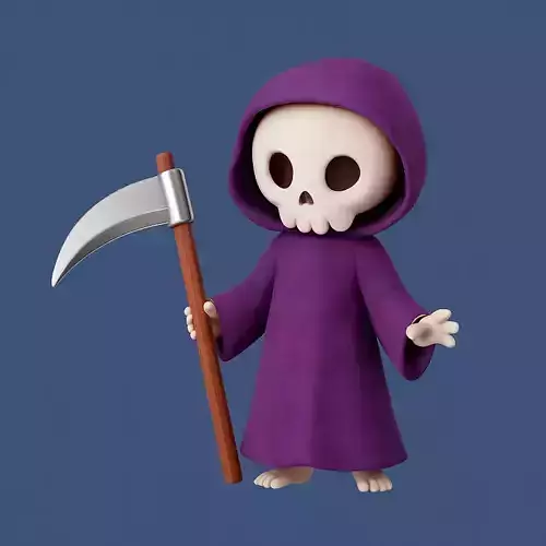Cartoon Grim Reaper with Scythe 3D Print STL File