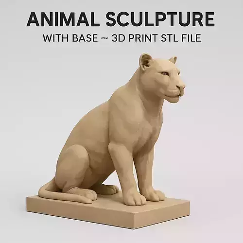 Sitting Lioness Sculpture