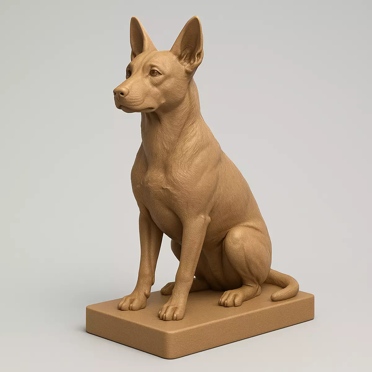 A Seated Dog Sculpture 3D print model