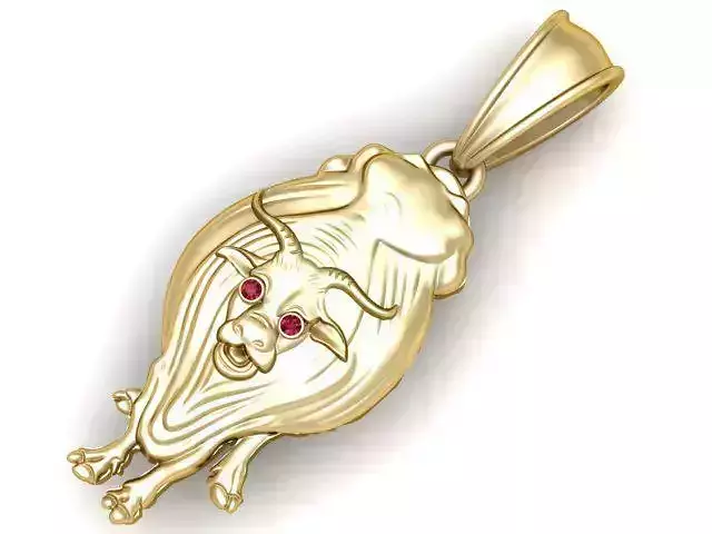 Bull pendant 3D printable model  