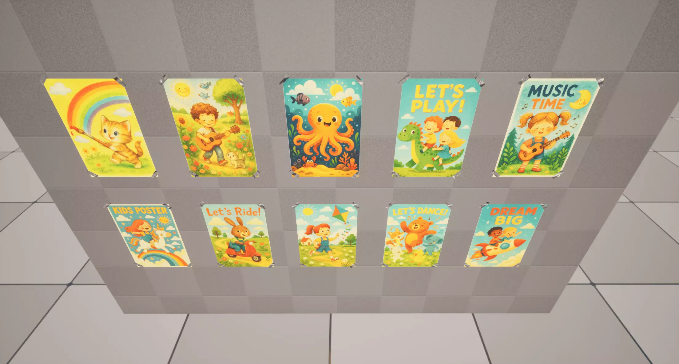 Kids Posters Low-poly 3D model_4