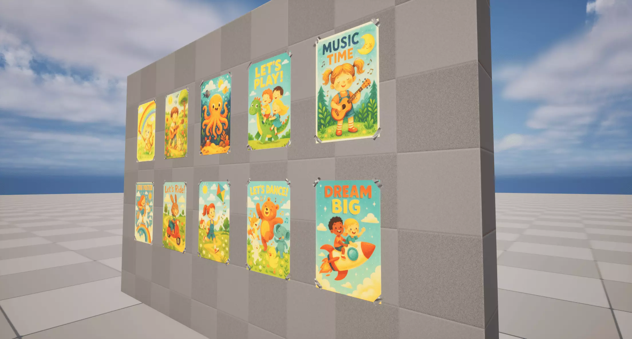 Kids Posters Low-poly 3D model_2