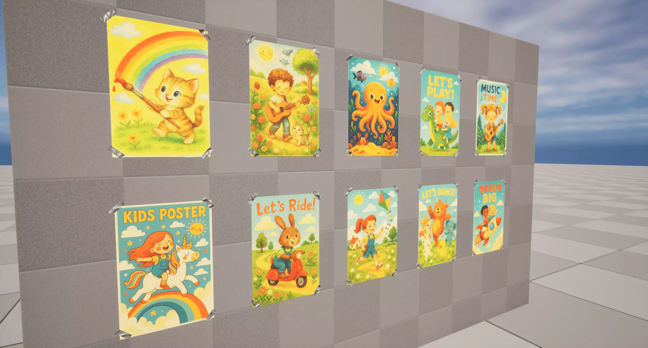 Kids Posters Low-poly 3D model_1