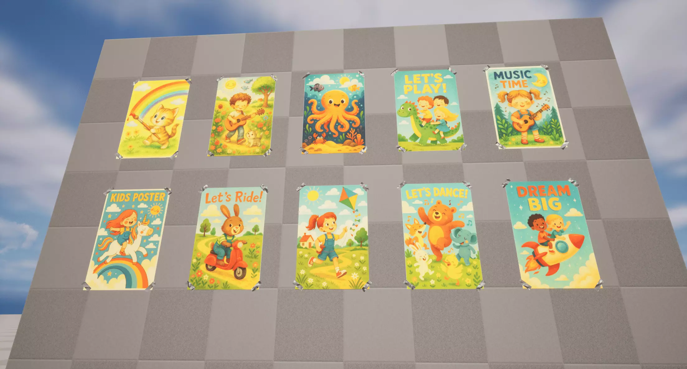 Kids Posters Low-poly 3D model_3