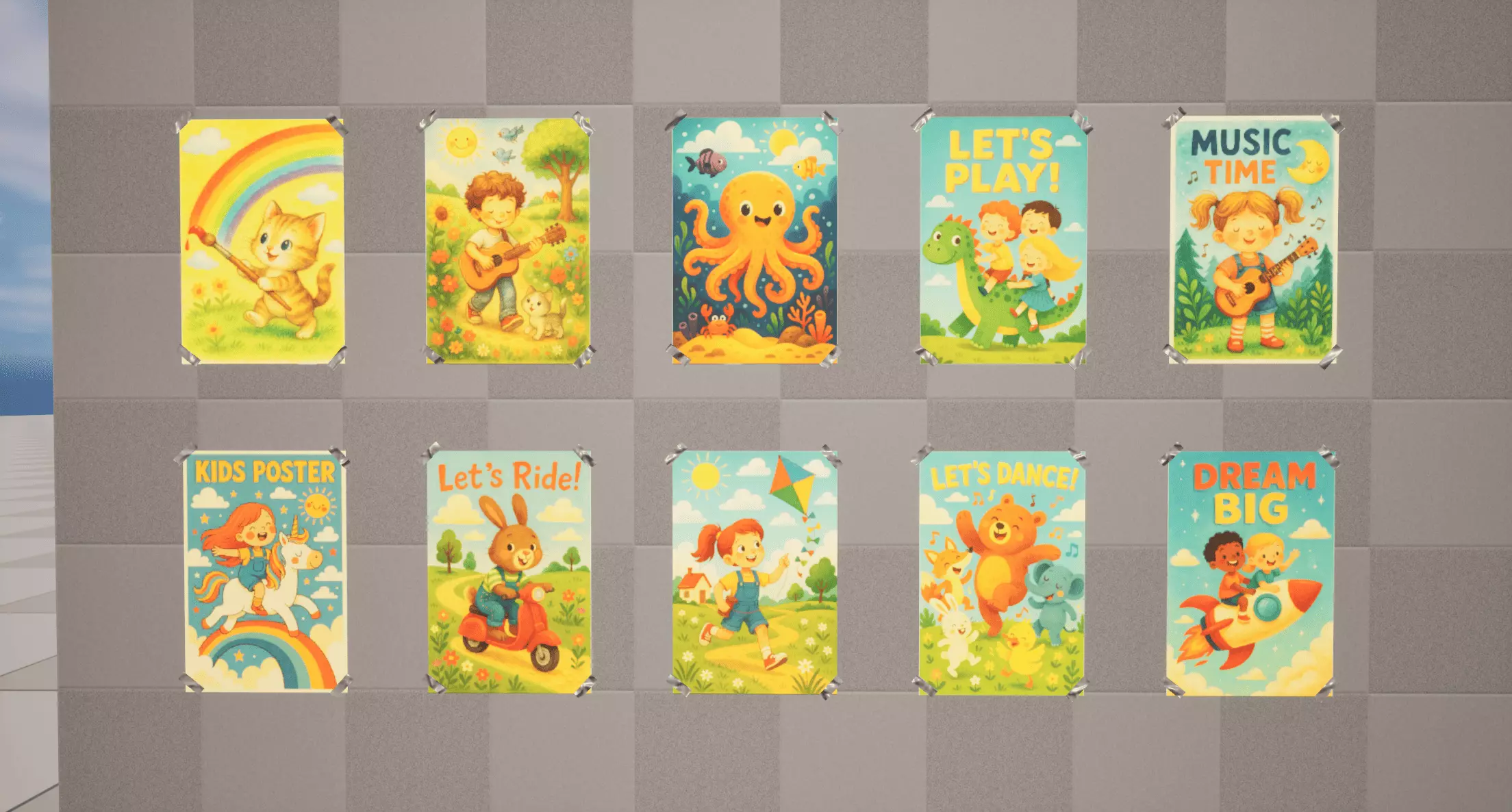 Kids Posters Low-poly 3D model_0