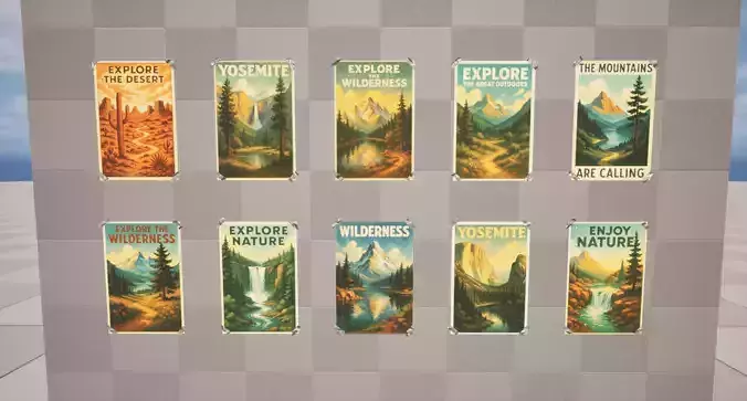 Nature Posters Low-poly 3D model Nature Posters Low-poly 3D model