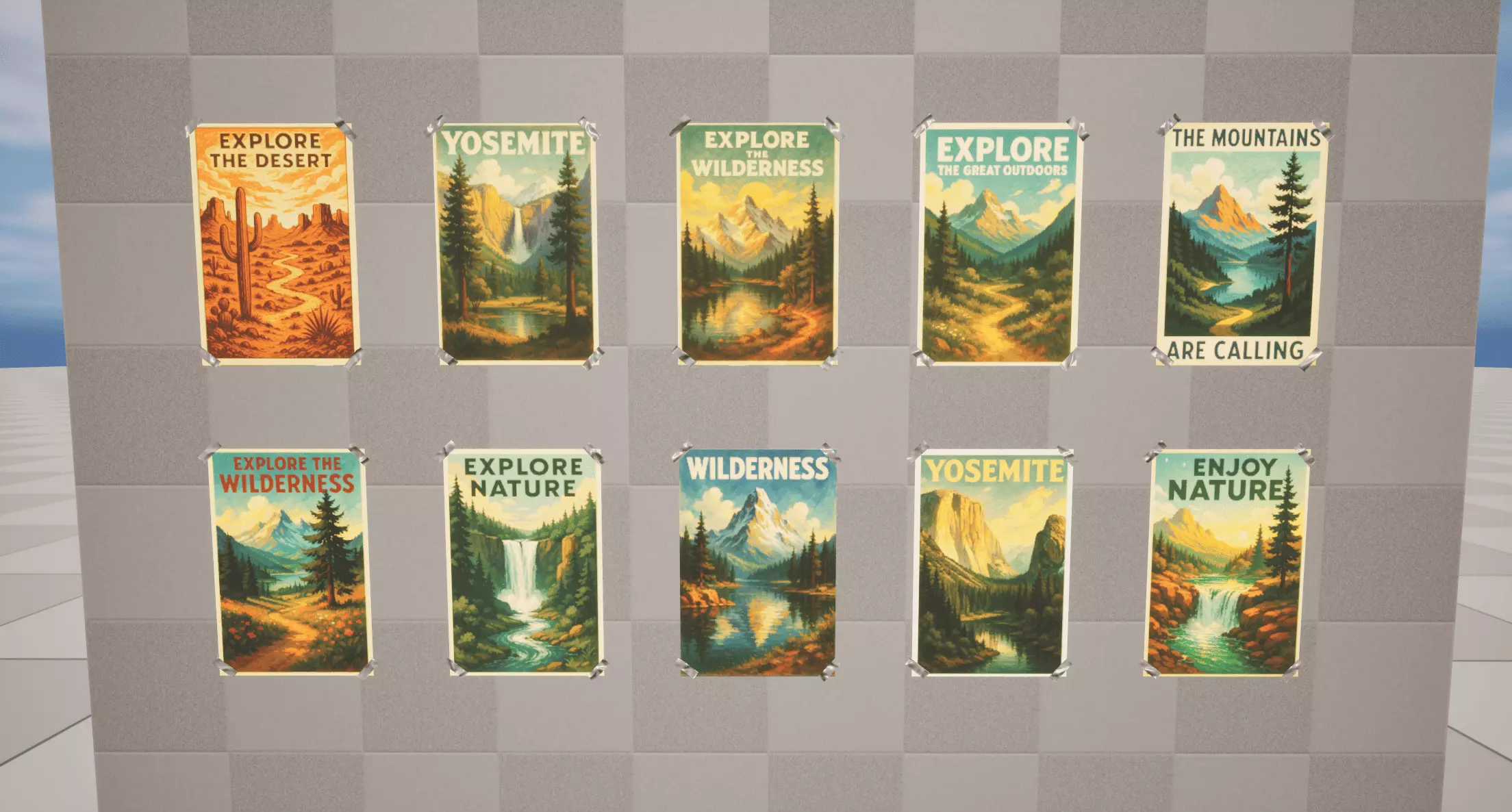 Nature Posters Low-poly 3D model_0