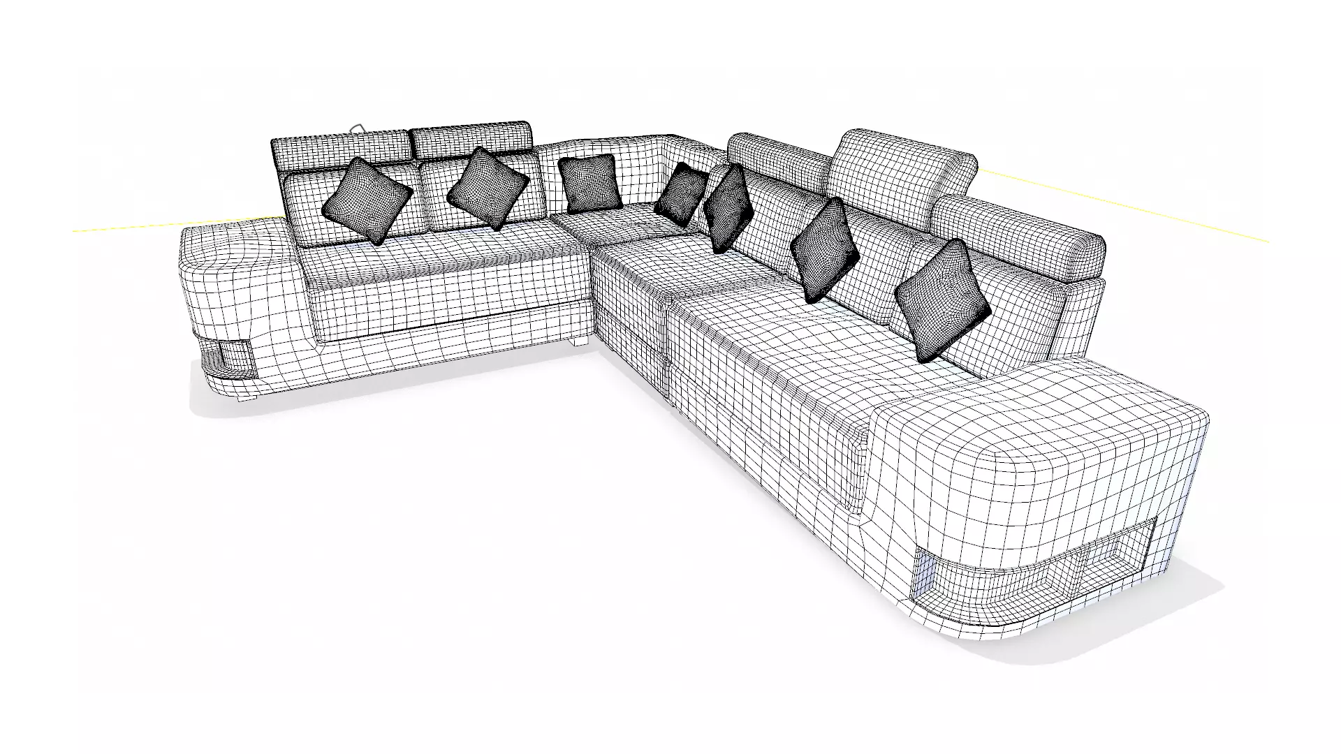 L Shape Sofa PBR Textured Low-poly 3D model_6