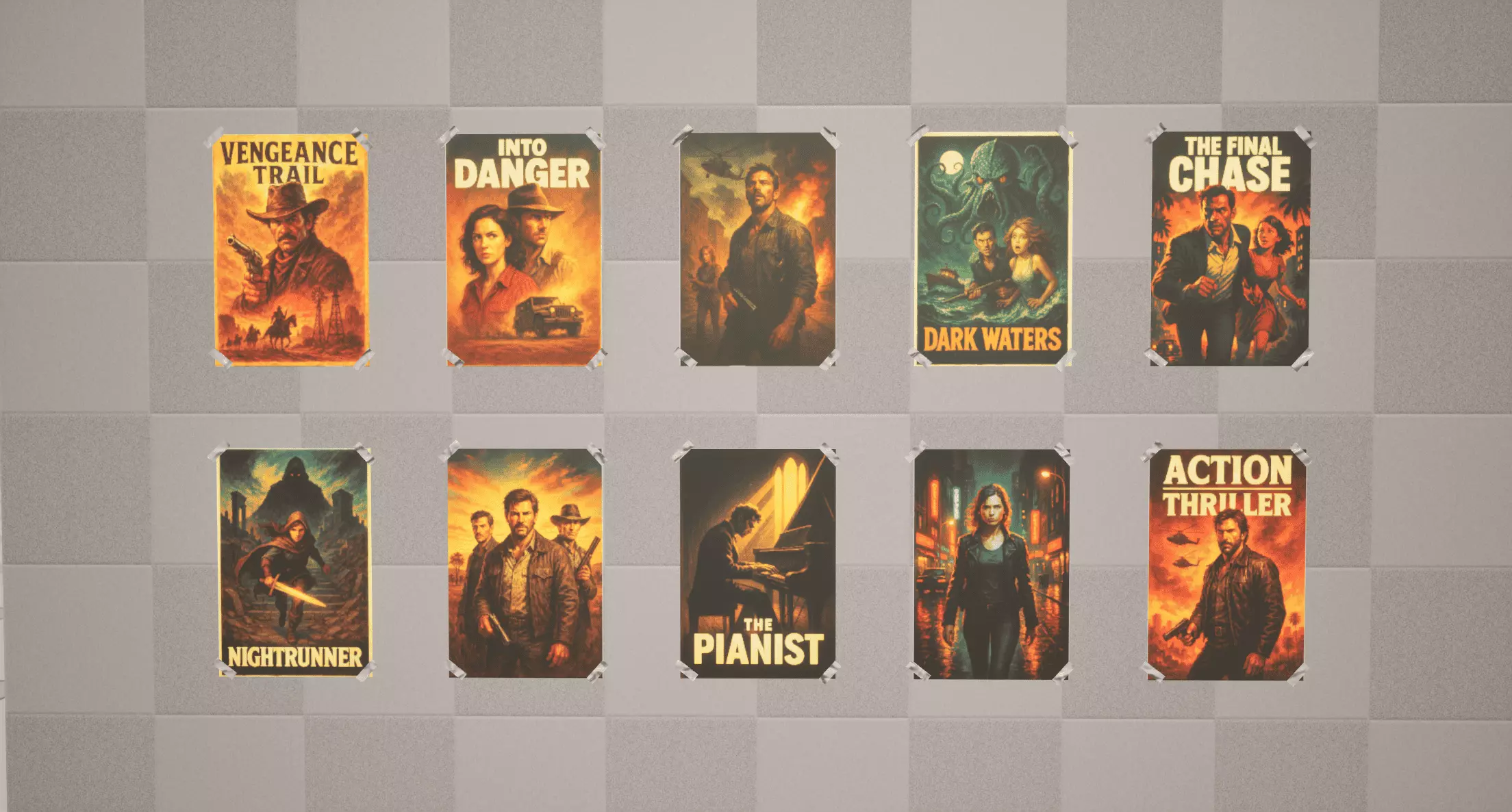 Cinematic Posters Low-poly 3D model_0