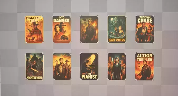 Cinematic Posters Low-poly 3D model Cinematic Posters Low-poly 3D model