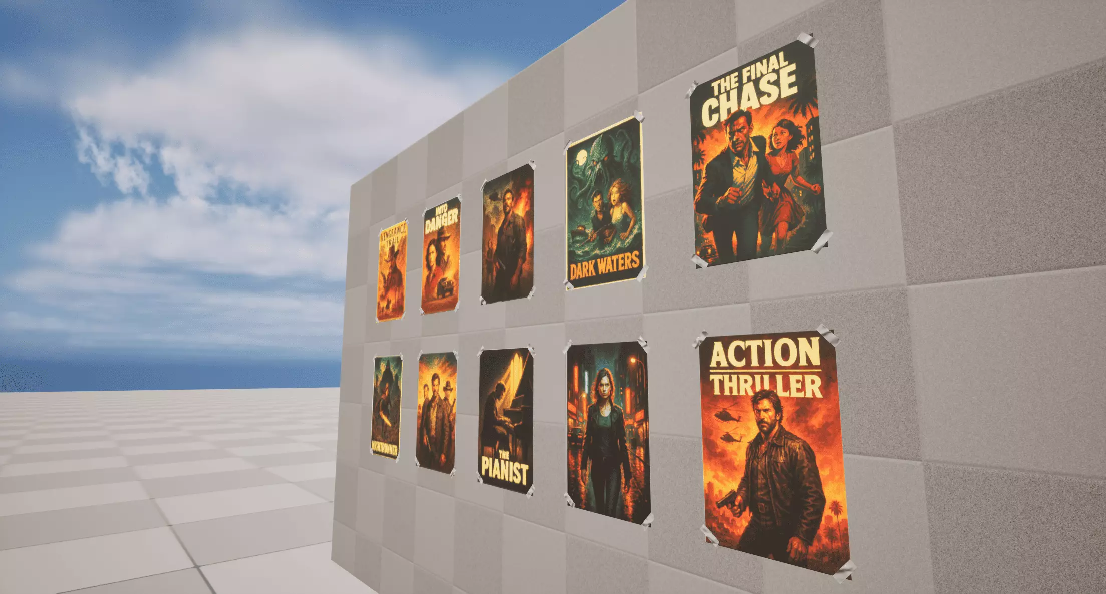 Cinematic Posters Low-poly 3D model_2